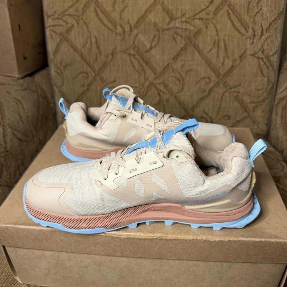 Altra Lone Peak 7 Beige Blue AL0A7R7G922 Women's Size 8 Trail Running Shoes